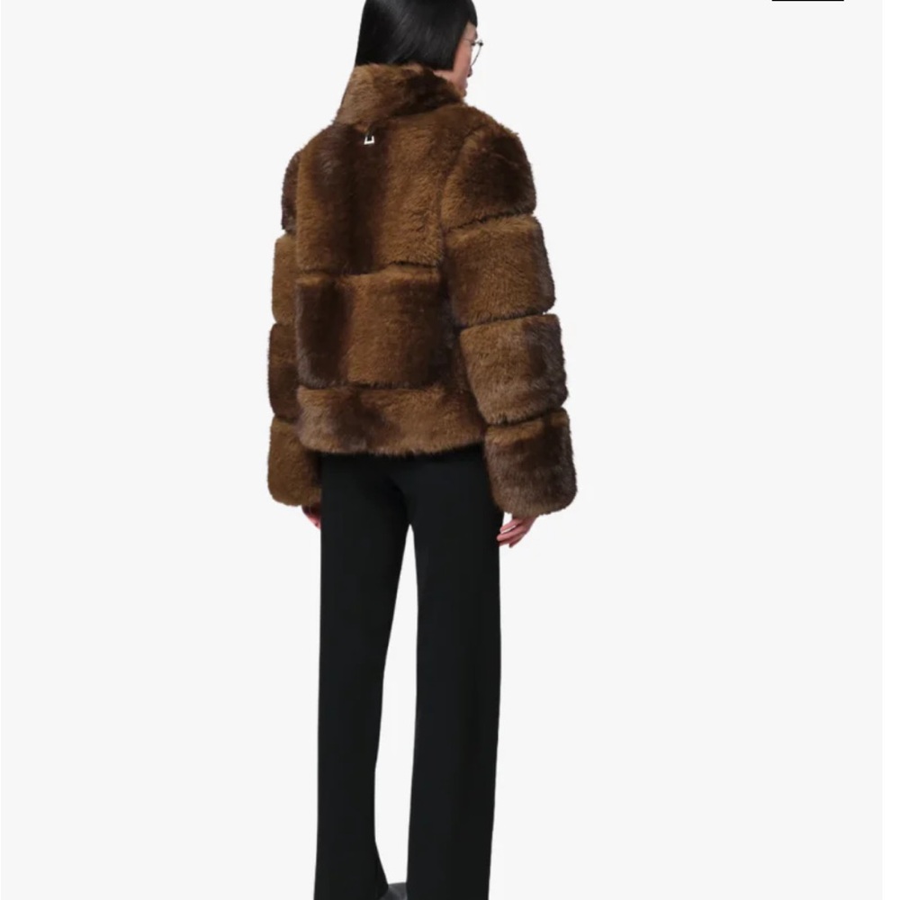 Apparis Faux Fur Coat in Brown - Picture 3 of 4